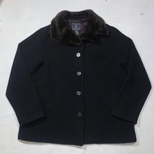 American Eagle Women’s Wool Pea Coat  Blazer Faux Fur Collar Size Large