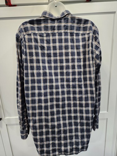 Banana Republic Dress Long Sleeve Men's Size Large Navy Blue Brown - Picture 3 of 5