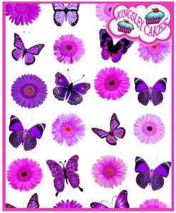 Détails Sur 24 X Rose Papillons Fleurs Anniversaire Mariage Gâteau Décoration Comestible