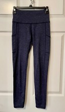 Aerie Chill Play Move Mid Rise Leggings Navy Heather Size Small w/Pockets