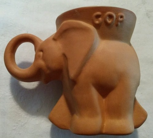 1980 Frankoma GOP Republican Party Elephant Terracotta Cup Mug NICE! - Picture 2 of 4