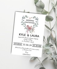 Personalised Floral Heart Wedding Invitations, Wedding Invites Evening