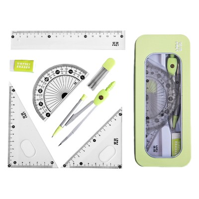 Geometry Math Set, Drawing Compass and Protractor Ruler Set for Students
