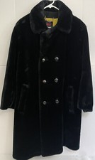 Arkay Coat Tailored N New England Black Silk Lining Faux Fur Six Buttons Closure
