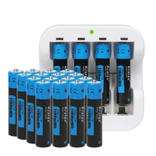 1100mWh 1.5V AAA Li-Ion Rechargeable Battery 4 Slot Charger High Quality LOT