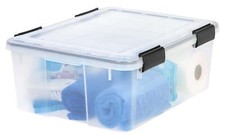 30.6qt,Airtight Plastic Storage Bin with Lid Seal and Secure Latching Buckles