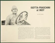 Isotta-Fraschini 1913-14 Indy 500 Grant Trucco Vintage Pictorial Article 1976