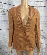 Giorgio Armani Collezioni 100 Linen Blazer Jacket 42 IT Italy HOUNDSTOOTH VTG