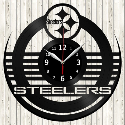 Steeler Vinyl Record Wall Clock Decor Handmade 4119