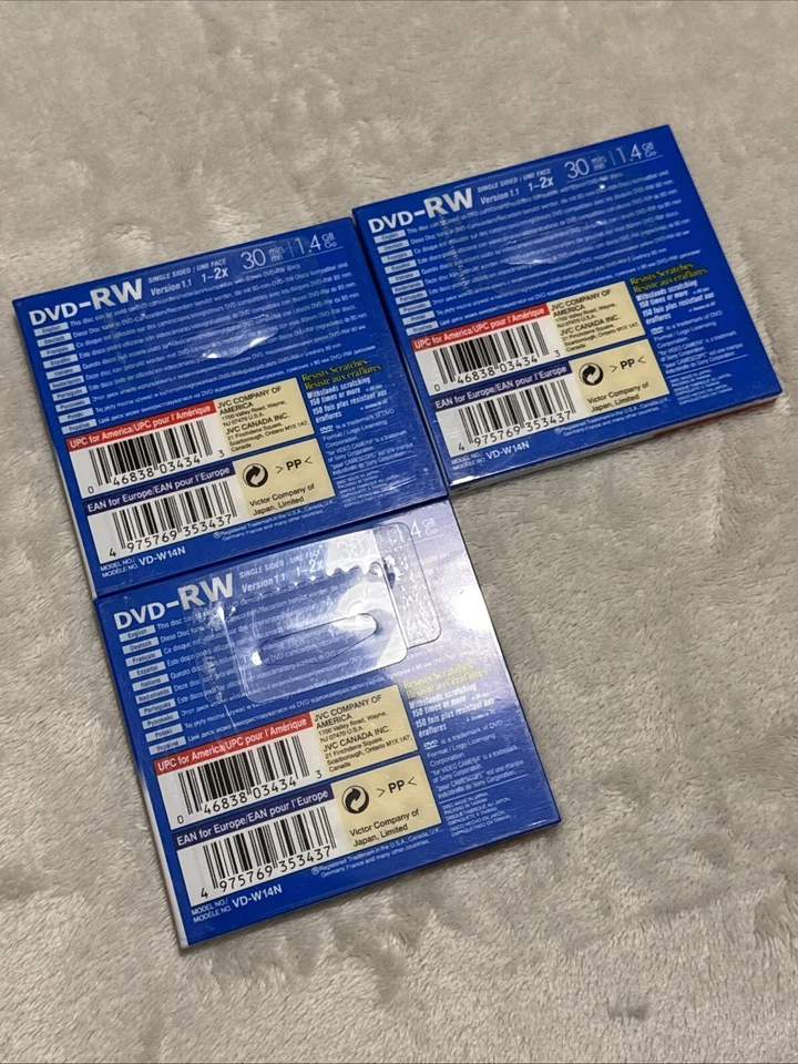 3 X JVC DVD RW 1.4 GB 30 MINUTES CAMCORDER MINI RE-RECORDABLE VIDEO CAMERA DISC - Image 3 of 4