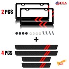 For Dodge Accessories Set Car License Plate Frame Cover + Door Sill Protector
