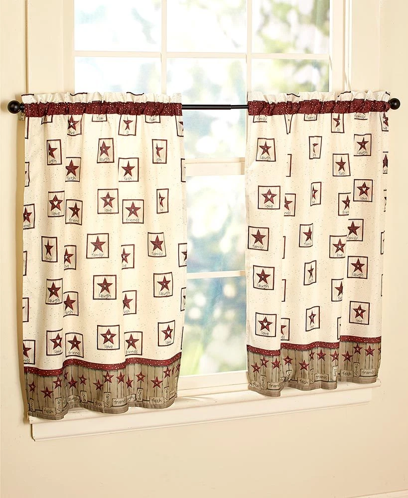 Western Star Tier Pair Country Star Curtain Birds Owls Tier Pair Curtain