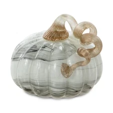 Glitzhome Hand Blown Glass Pumpkin Table Accent  4.13" H