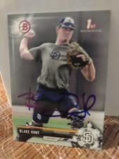 Blake Hunt Autographed 2017 Bowman Draft Signed Baseball Card #BD-145 Padres 