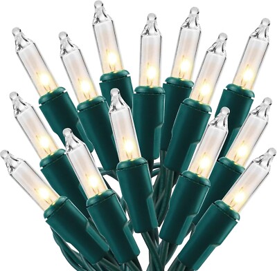 150 Count 33FT Christmas Mini String Lights, Green Wire, Warm White, UL Certifie