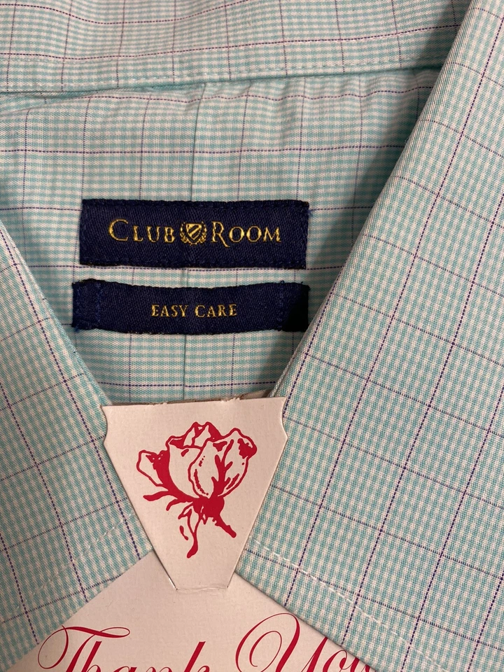 Club Room Hombre Camisa Manga Larga, 16 1/2, 34/35, 100% Algodón, Azul Aguamarina Foto 2 de 4