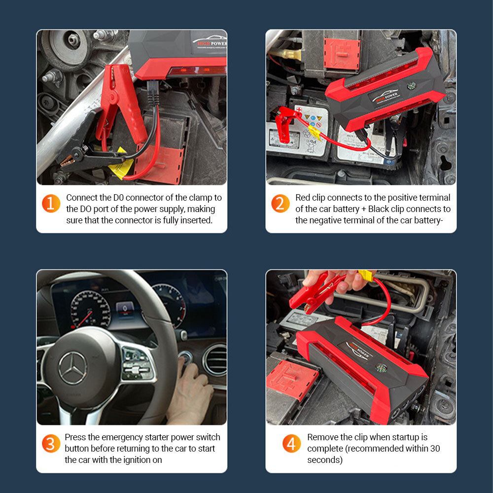 99800mAh Car Jump Starter Booster Jumper Box Power Bank Tire Inflator