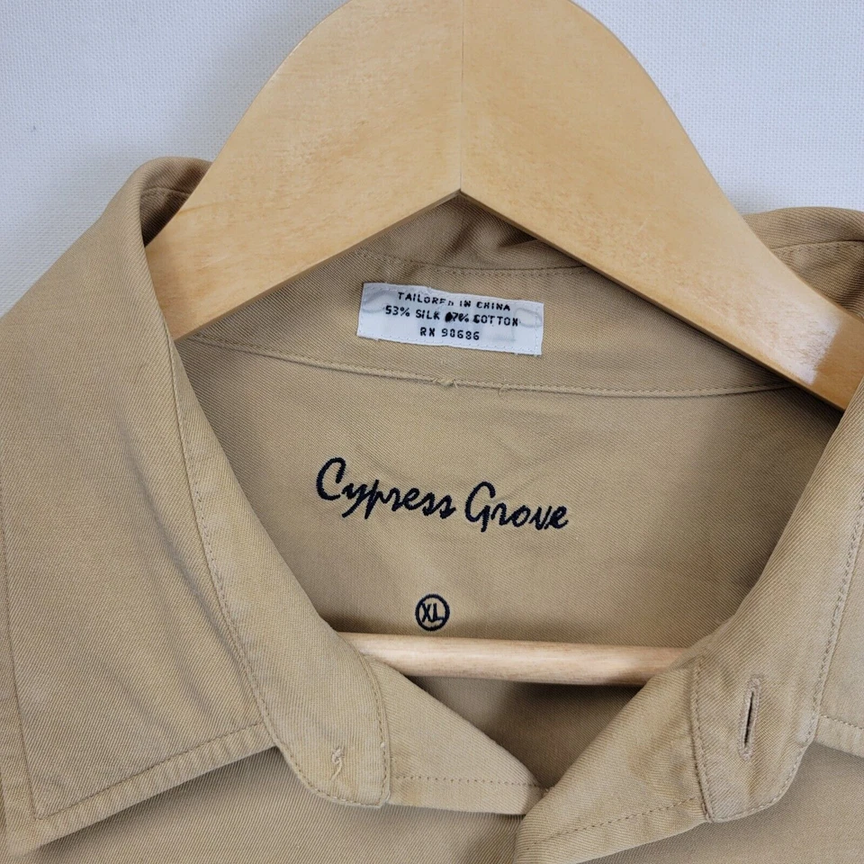 Cypress Grove Shirt Mens XL Tan Silk Blend Button Down Business Casual Career - Image 4 of 4