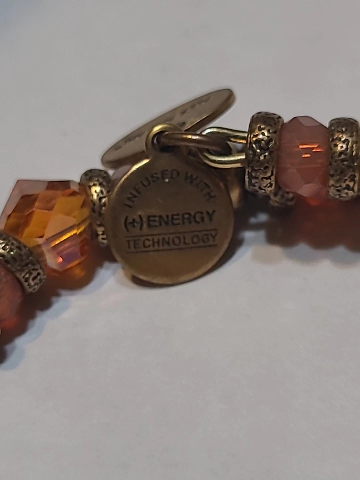 Pulsera Alex & Ani Energy bronce con cuentas de ámbar Foto 3 de 4