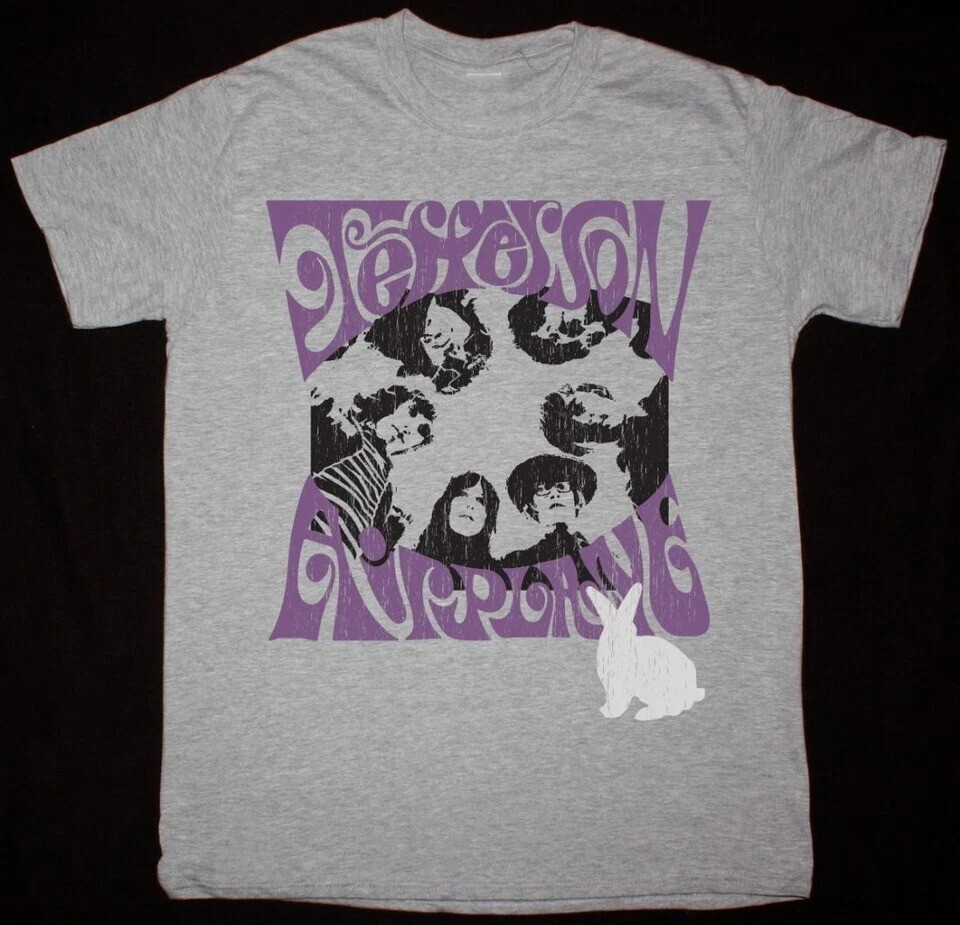 Jefferson Airplane White Rabit New Sports Grey T Shirt