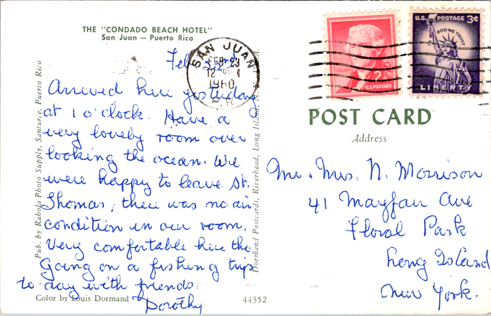 San Juan Puerto Rico The Condado Beach Hotel Vintage C. 1960 Postcard ...