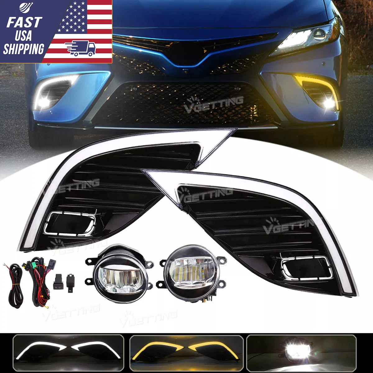 Kit Completo De Luces Antiniebla LED Para Toyota Camry Hybrid SE/XSE 2018-2020 - Con Interruptor