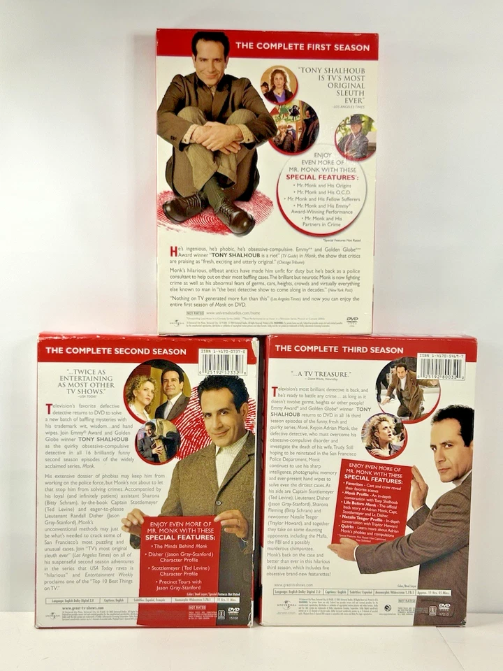 Monk (DVD, 2002-2004) The Complete Season 1-3 Detective Comedy TV Series - Image 2 of 4