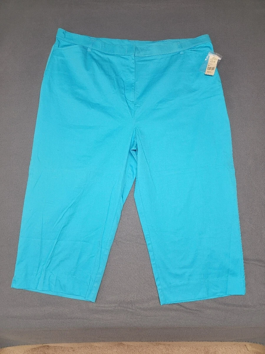 NWT~WILLOW BAY Women's Capri Pants Size 26W Blue Cropped Stretch Zip/Hook (spot)