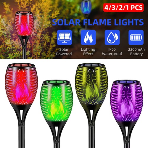 LED Flame Solar Torch Light Waterproof Garden Lantern Lamp Flickering Dancing - Picture 3 of 29