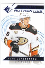 18/19 SP HOCKEY..ISAC LUNDESTROM..ROOKIE AUTHENTICS BLUE..CARD # 113..DUCKS