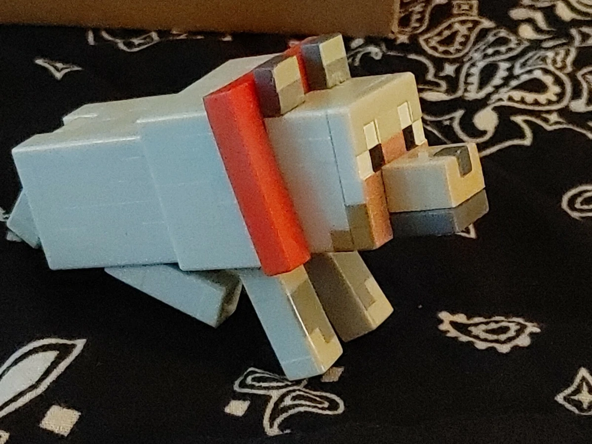 ADORABLE FUN MINECRAFT SMALL DOG FIGURE 3.5 IN LENGTH RED
