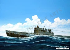 German U-Boat submarine naval art post card U-861 - Tribute to Jürgen Oesten