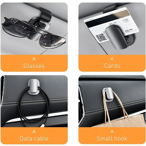 Baseus Car Glasses Case Auto Sun Visor Clip Card Ticket Holder Accessories - Picture 6 of 14