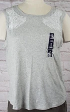 NWT Womens GAP Sleeveless Embroidered Tank Top Heather Gray - 336773