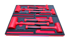 New Snap-on Hbfe6fr 16 20 24 32 48 56 Oz 6-pc Red Dead Blow Hammer Foam Set
