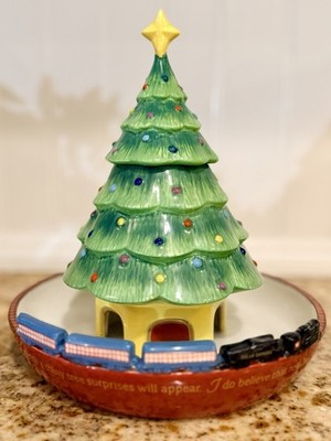 Vintage 2004 Hallmark Polar Express Christmas Tree Ceramic 8  Candy Dish