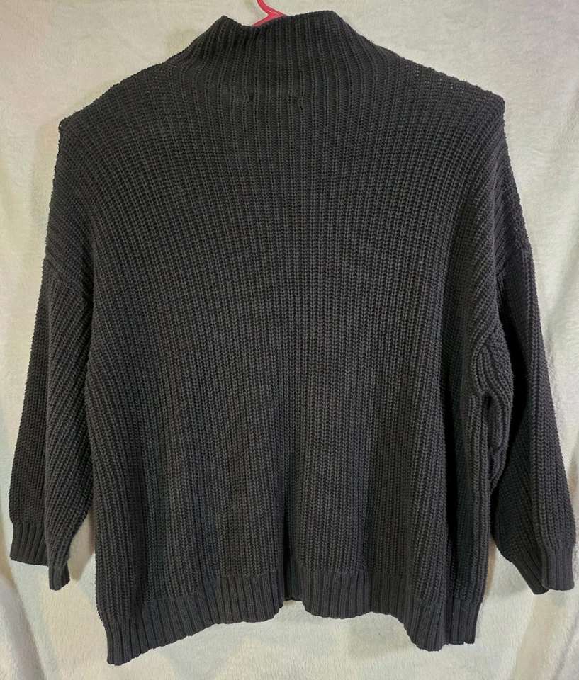 Suéter holgado American Eagle grueso tejido de gran tamaño cuello falso negro XXL Foto 3 de 4