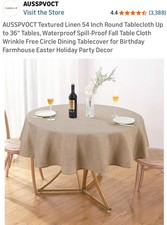 AUSSPVOCT Textured Linen 54 Inch Round Tablecloth Up to 54" Round , Khaki
