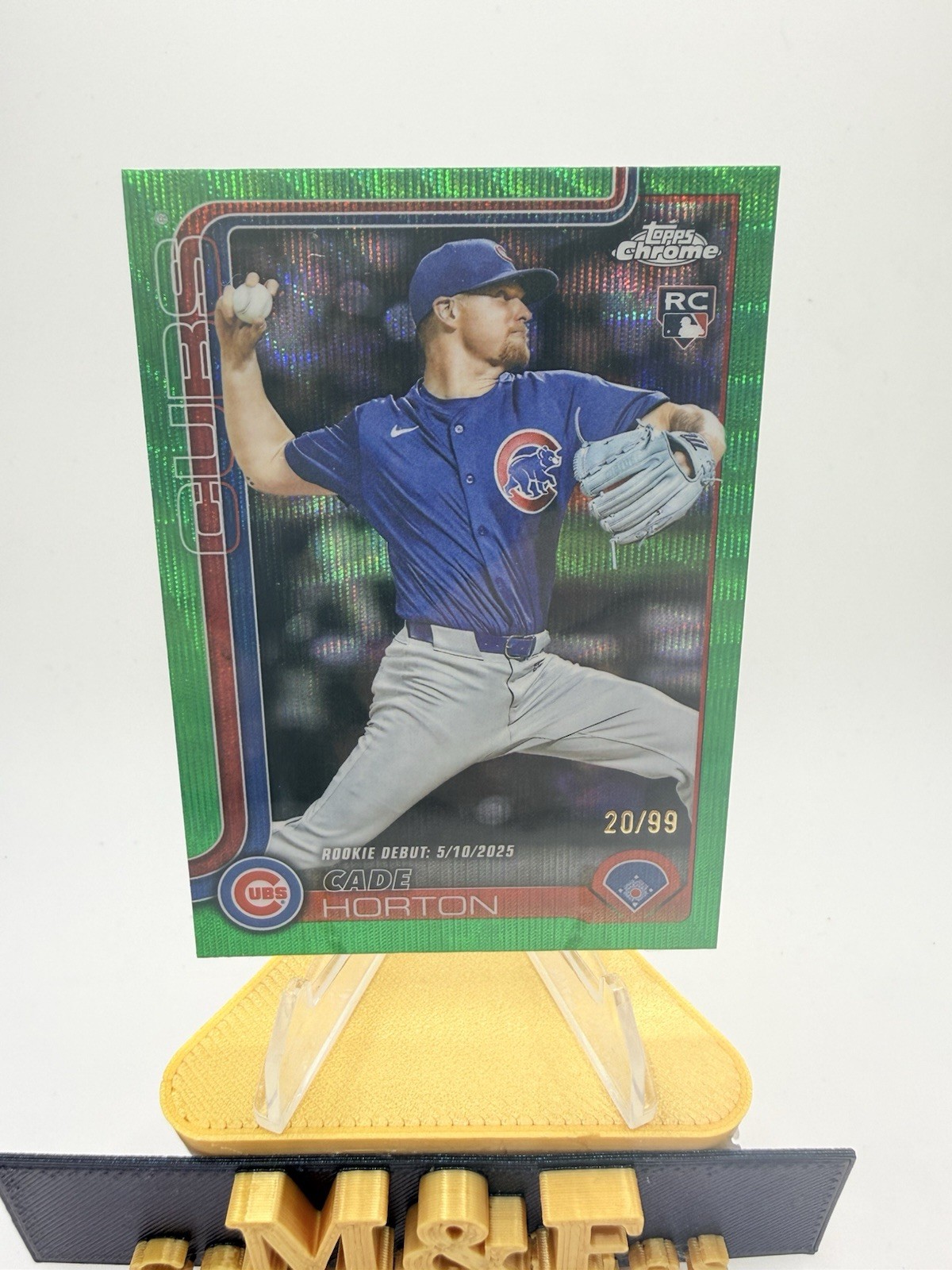 2025 TOPPS CHROME UPDATE - CADE HORTON - ROOKIE DEBUT GREEN WAVE RC /99 - Cubs