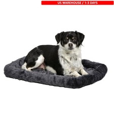 Versatile 24" Gray Dog Crate Bolster Bed - Washable Cozy for Small Breeds