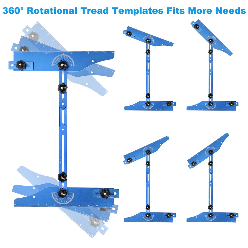 Stufen-Treppenvorlage Werkzeug 8 Einstellbare Längen Jig Messgerät, Blau - Bild 3 von 4