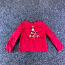 Disney Jumping Beans Sweatshirt Girls 5 Red Print Fleece Lined Cotton Christmas