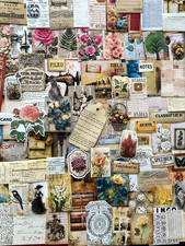  776 - 100 PCS VINTAGE FLORAL SCRAPBOOK JUNK JOURNAL KIT / LOT - REAL EPHEMERA