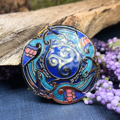 NEW Celtic Birds Enamel Brooch Triskele Irish Scottish Norse Ladies Pin