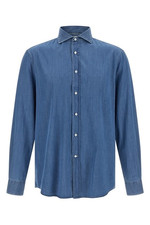 BRUNELLO CUCINELLI Blue Denim Shirt New Authentic