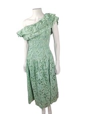 ASOS Premium One Shoulder Lace Midi Dress Sage Coquette Faerie Retro 8
