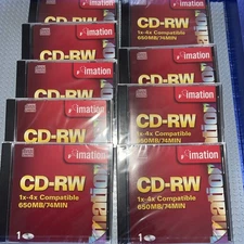 Lot of 9 1x-4x Imation CD-RW 650MB-74 MINS Audio Music Discs NEW