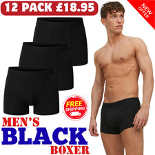 12 PACK 3,6 BLACK MENS BOXER SHORTS TRUNKS COMFORT FIT BOXERS MENS UNDERWEAR lot