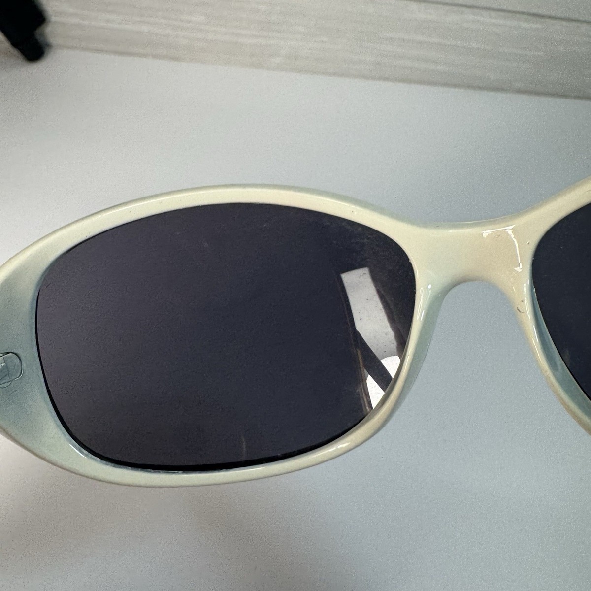 Vintage Y2K White Wrap Sunglasses | Rhinestone Bling Shield Frame