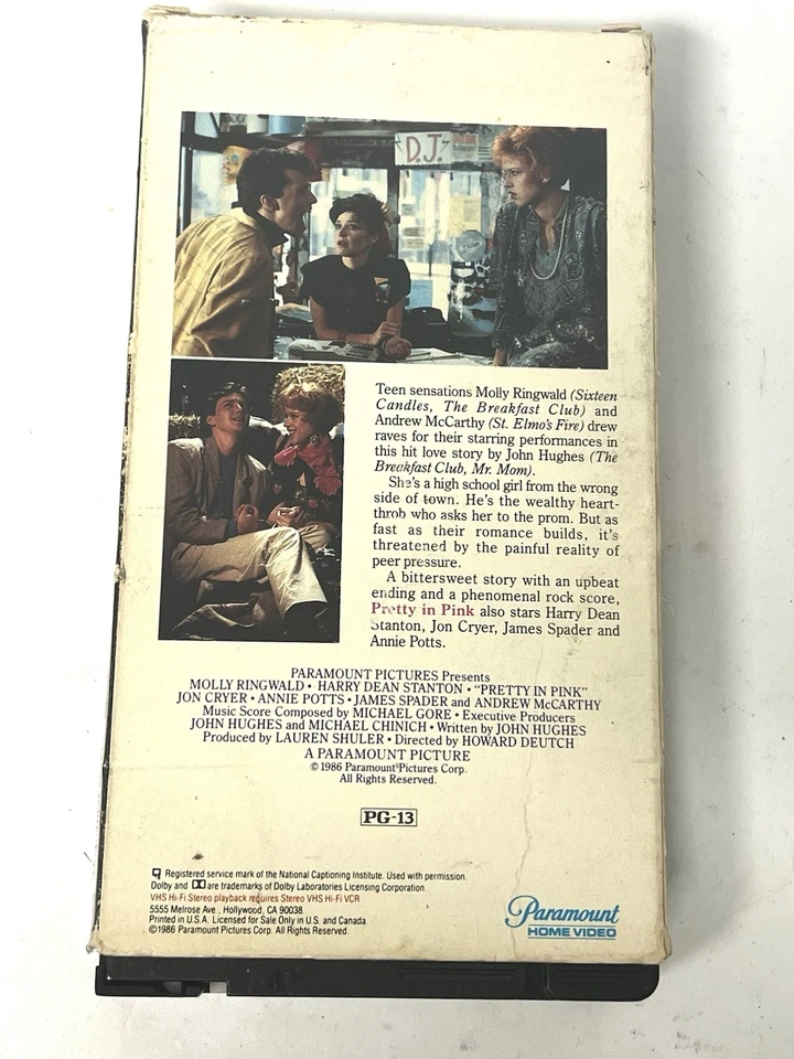 Pretty In Pink VHS 1986 Molly Ringwald Andrew McCarthy Jon Cryer Movie - Image 3 of 3
